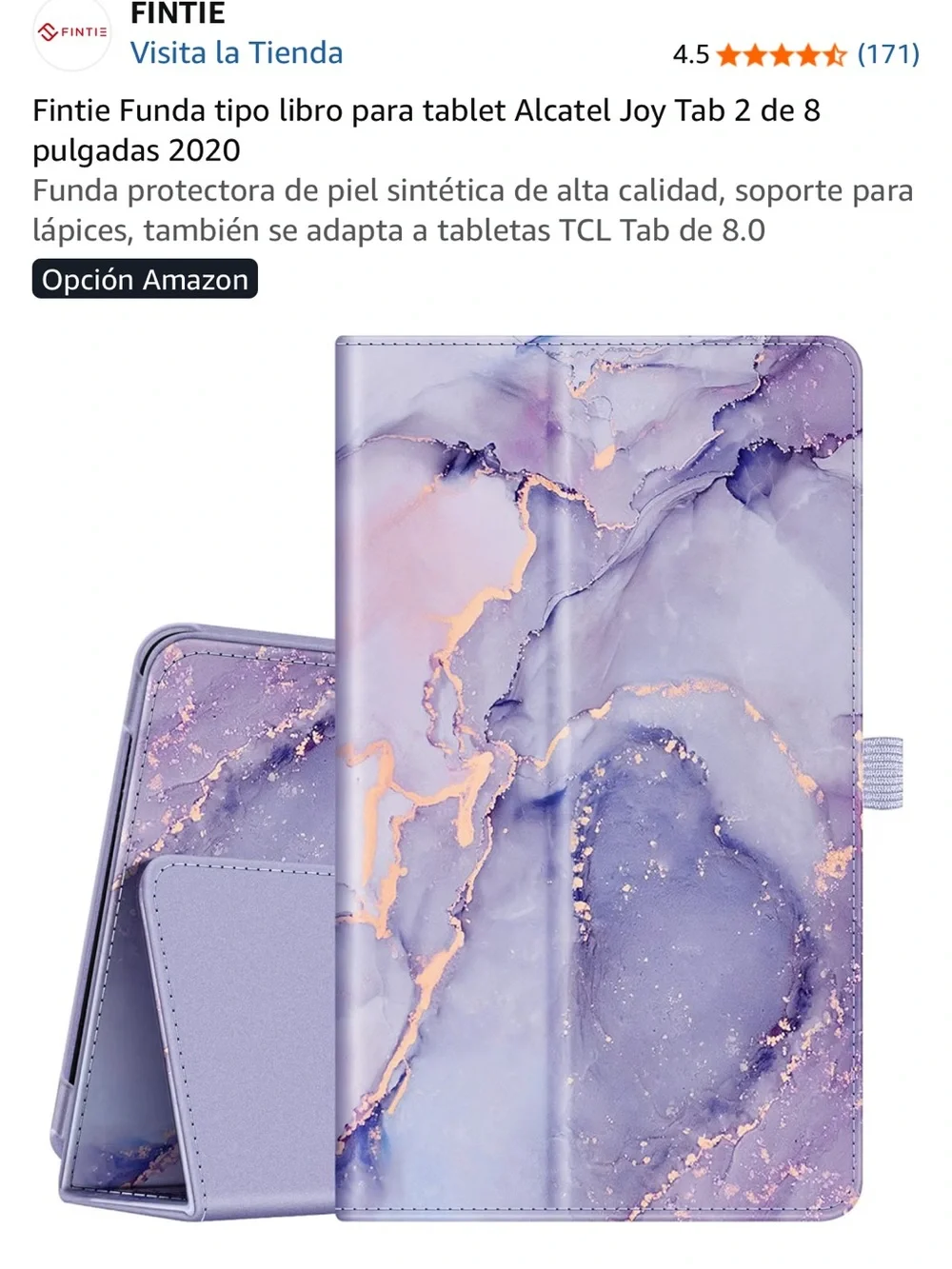 Fintie Purple Marble Folio Tablet Case with Gold Vein Accent
